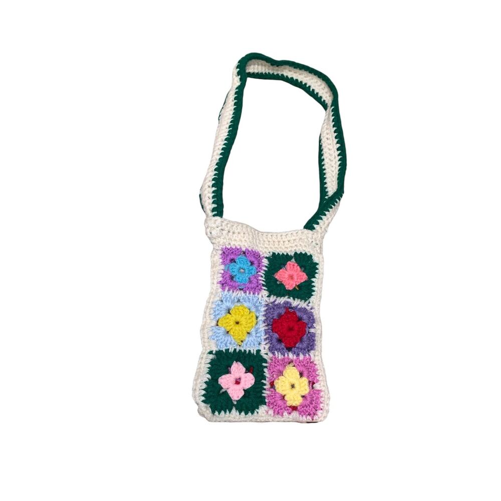 Handmade Crochet Granny Square Floral Mini Crossbody Shoulder Bag Boho